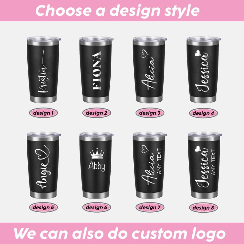 Custom 20oz Holiday Tumbler, Personalized Tumbler, Girls trip gifts, Travel Mug, Laser Engraved Cups, Stainless Steel Mug, Beach Tumbler