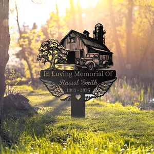 Personalized Farmer Memorial Stake: Metal Grave Marker, Sympathy Gift
