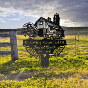 Personalized Farmer Memorial Stake: Metal Grave Marker, Sympathy Gift