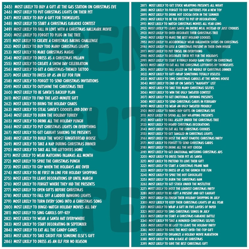 Funny Christmas Most Likely To Shirts: Custom Xmas Family Matching Funny Christmas Party Tees, Very Mery Christmas Shirts, Funny Quote Top