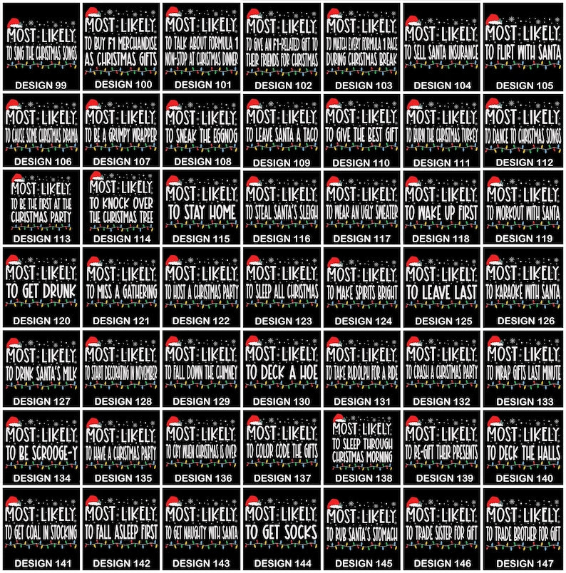 Funny Christmas Most Likely To Shirts: Custom Xmas Family Matching Funny Christmas Party Tees, Very Mery Christmas Shirts, Funny Quote Top