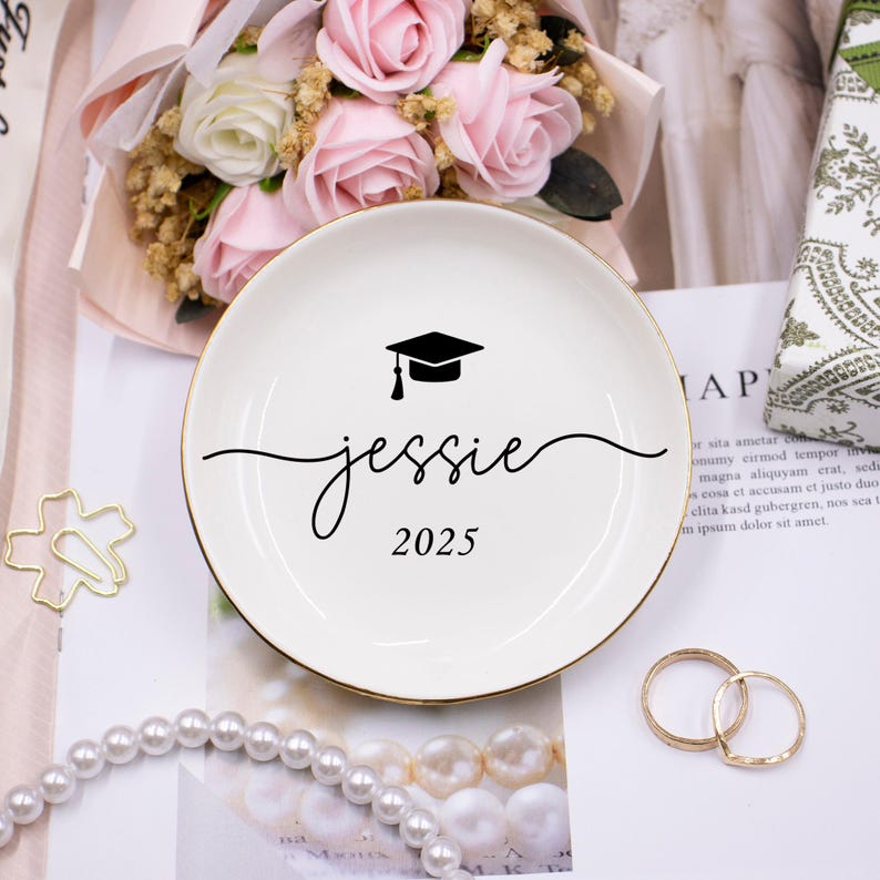 Personalized Graduation Gift, Jewelry Dish, Class of College Graduation Gift, Masters Degree Gift, PHD Graduation Present, Trinket Dish