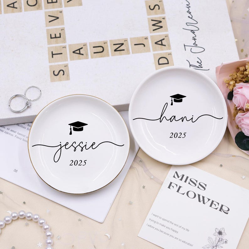 Personalized Graduation Gift, Jewelry Dish, Class of College Graduation Gift, Masters Degree Gift, PHD Graduation Present, Trinket Dish