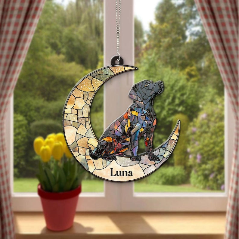 Dachshund On The Moon Acrylic Ornament, Custom Dog Breeed Dog Lover Gifts, Personalized Dog,Pet Memorial Ornament,Dog Holiday Decoration