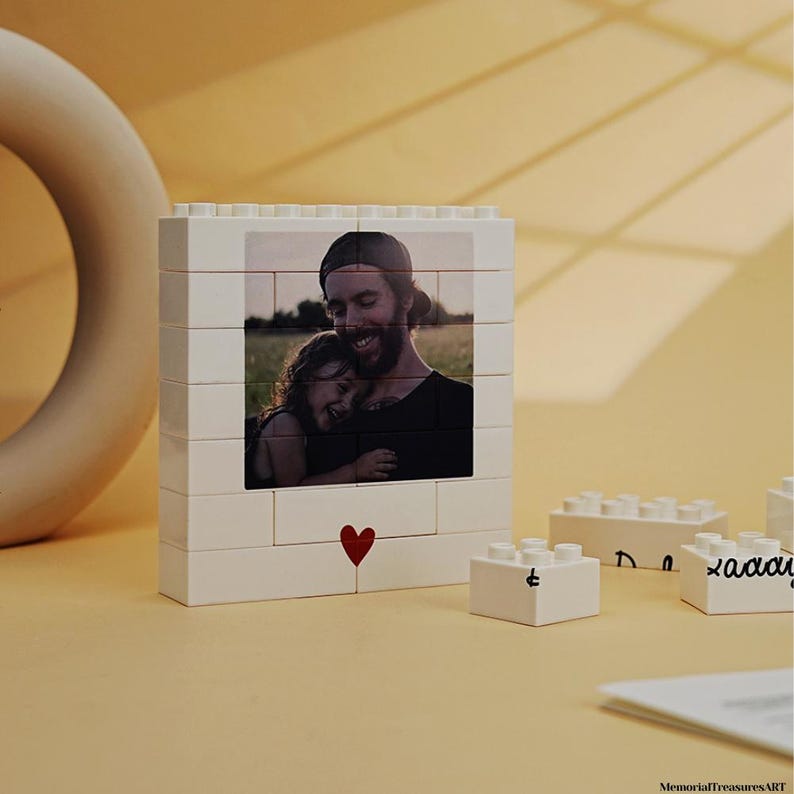 Fathers Day Gift Personalized Daddy and Me Brick Photo block, Gift for Dad, Building Block, Dad Puzzle, Gift, Him, Dad, Grandad, Grandpa