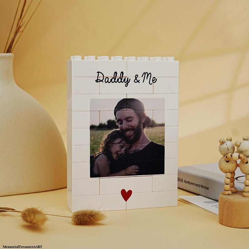 Fathers Day Gift Personalized Daddy and Me Brick Photo block, Gift for Dad, Building Block, Dad Puzzle, Gift, Him, Dad, Grandad, Grandpa