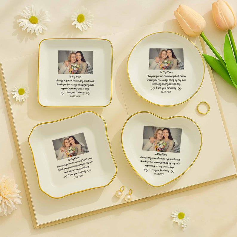 Personalized Mom Photo Ring Dish, Mother Of The Bride Gift, Mom Jewelry Dish, To My Mom Trinket Dish, Mom Wedding Gift, Appreciate Mom Gifts