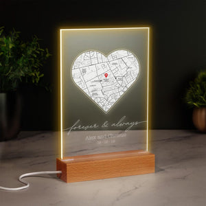 Where We First Met | Personalised Heart Map Print of City | LED Light Sign | Any Location First Date Where It All Began Anniversary Gift