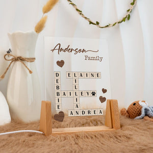Personalized Scrabble Family Name Nightlight: Crossword Puzzle Lamp