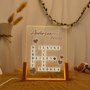 Personalized Scrabble Family Name Nightlight: Crossword Puzzle Lamp
