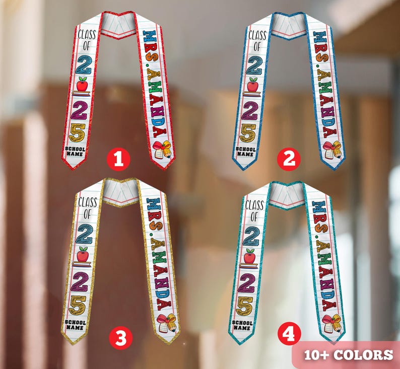 Custom Graduation Stole, Class of 2025 Stole, Personalized Teacher Stole, Custom Name Stole, Graduation Stole with School Name, Teacher Gift