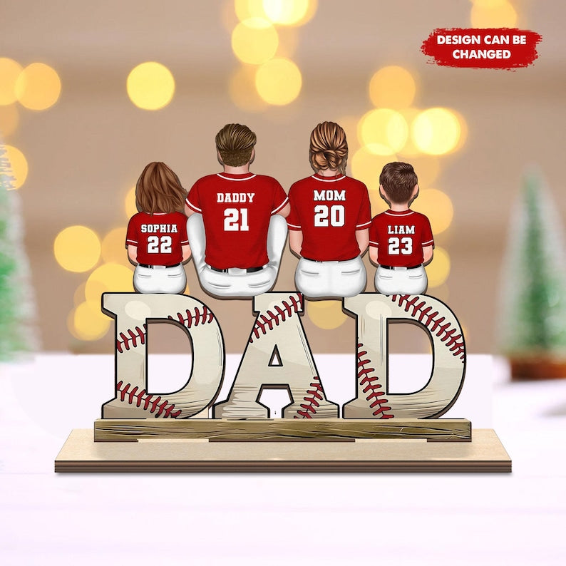 Custom Wooden Plaque, Birthday, Father's Day Gift For Baseball Dad, Grandpa, Baseball Lover, Baseball Player, Custom Baseball Family Print