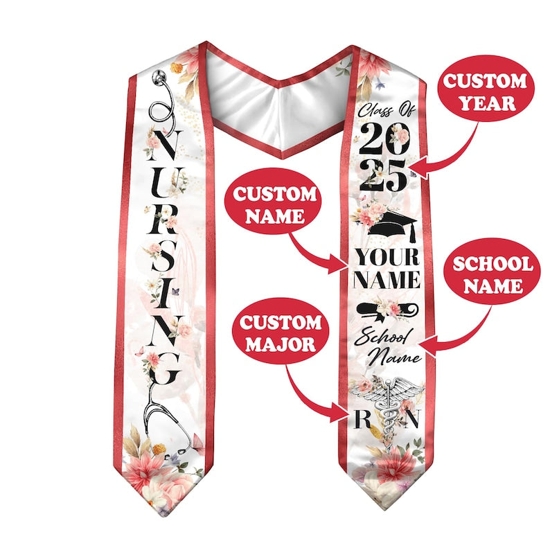 Customized Nursing Stole, Nursing Graduation Stole, RN Stole Nursing Stole Graduation 2025, Nursing Graduation, Nursing Stole Graduate 2025