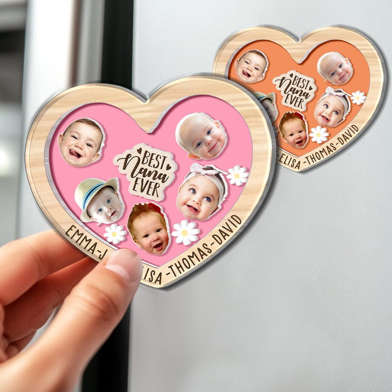 Personalized Mother's Day Gift For Nana, Custom Baby Face With Name Magnet, Best Nana Ever Magnet, Gift For Grandma, Gift From Grandkids
