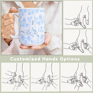 Gift for Boy Mom Twin Mommy Personalized Mother's Day Mug Baby Shower Birthday Custom Cup Custom Mother's Day Mug Holding Hands with Kids