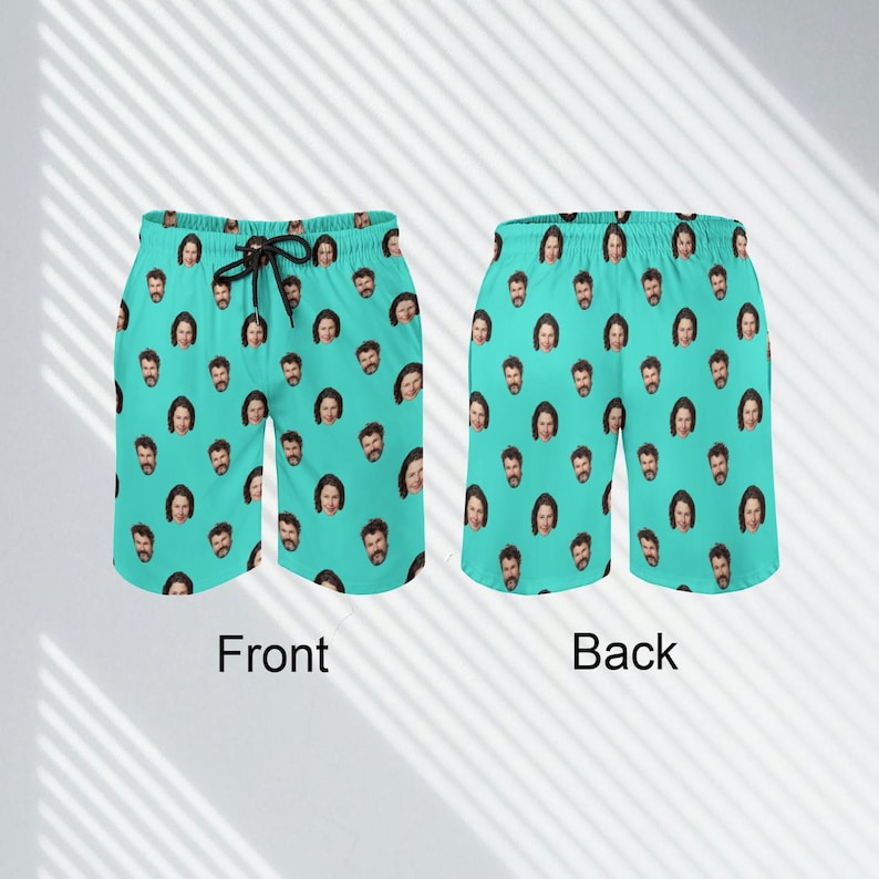 Custom Face Beach Shorts, Face Photo Swim Trunks, Personalized Picture Swimwear, Bachelor party Gift