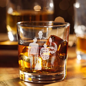 Custom Photo Whiskey Glass, Engraved Photo Rocks Glass, Personalized Glass with Picture, Gift for Him, Family Gift, Birthday Gift
