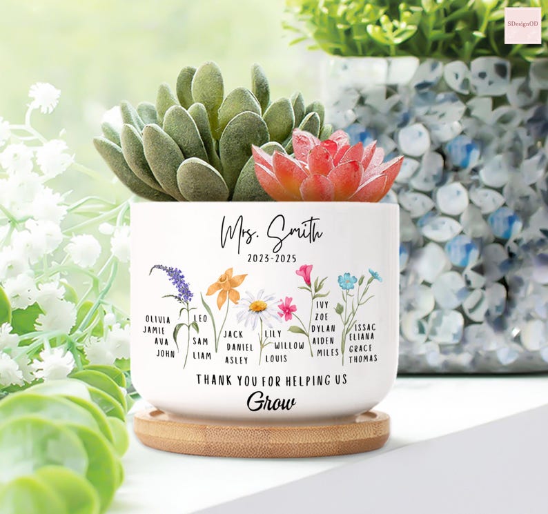 Custom Teacher Plant Pot, Teacher Appreciation Gift, Thank You Teacher Plant Pot, End Of Year Gift, Thank You Gifts, Back to School Gifts