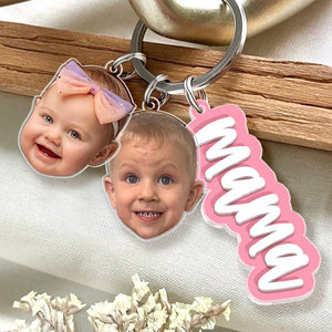 Custom Grandma Keychain With Kids Face Charm, Personalized Mother's Day Gift For Grandma, Nana Keychain Gift From Grandkids, Gift For Mom,