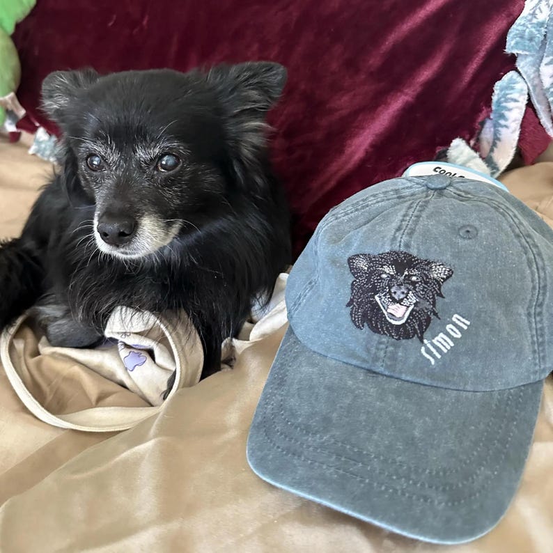Custom Embroidered Pet Hat, Personalized Dog Portrait Hat, Dog Face, Cat Face, Custom Dog Hat, Custom Cat Hat, Matching Couple Hat