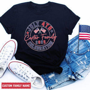 Personalized July 4th Family Celebration Shirt, Custom Family Last Name Shirts, Matching 4th of July Shirts, Patriotic Family T-Shirts