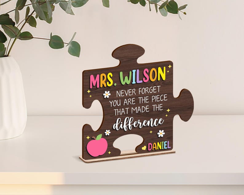 Personalized Gifts For Teacher, Custom 3D Teacher Plaque For Desk, Teacher Gifts From Student, Teacher Desk Sign, Thank You Teacher Gift