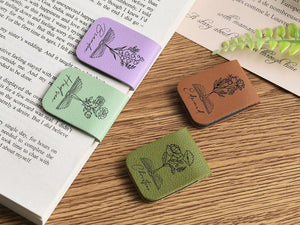 Birthday Flower Bookmark with Name, Personalized Leather Bookmark, Magnetic Bookmark, Gifts for Readers, Custom Bookmark for Her