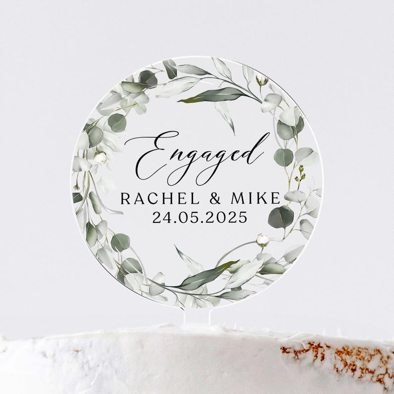 Personalised Engagement Cake Topper, Engaged Cake Topper, Special Date Acrylic Cake Topper, Celebration Cake Topper, Engagement Cake Decor