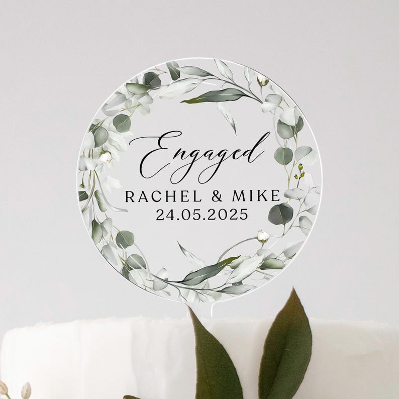 Personalised Engagement Cake Topper, Engaged Cake Topper, Special Date Acrylic Cake Topper, Celebration Cake Topper, Engagement Cake Decor