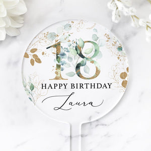 Personalised Happy Birthday Cake Topper, Birthday Acrylic Cake Topper, 18th 21st 30th 40th 50th Birthday, Clear Cake Topper, Birthday Name