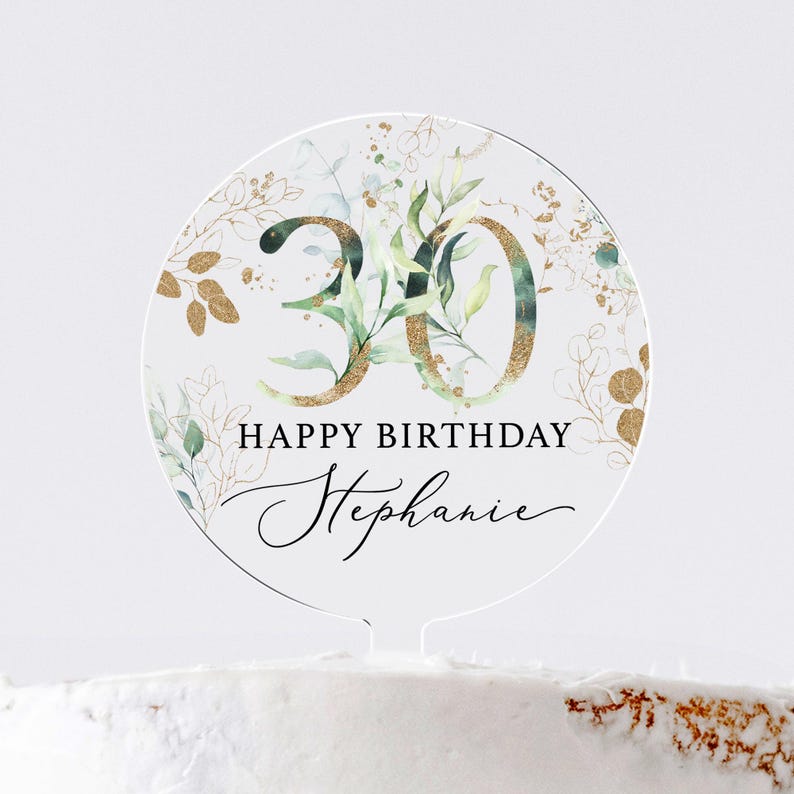 Personalised Happy Birthday Cake Topper, Birthday Acrylic Cake Topper, 18th 21st 30th 40th 50th Birthday, Clear Cake Topper, Birthday Name
