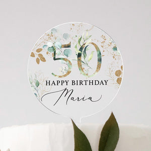 Personalised Happy Birthday Cake Topper, Birthday Acrylic Cake Topper, 18th 21st 30th 40th 50th Birthday, Clear Cake Topper, Birthday Name