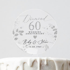 Personalised Anniversary Cake Topper, Diamond Anniversary Cake Topper, 60th Anniversary Cake Topper, 60th Anniversary Gift, 60th Anniversary