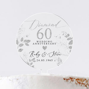 Personalised Anniversary Cake Topper, Diamond Anniversary Cake Topper, 60th Anniversary Cake Topper, 60th Anniversary Gift, 60th Anniversary