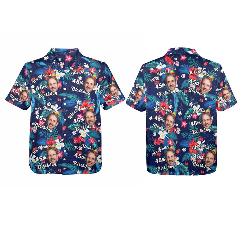 Custom Face Birthday Tropical Hawaii Shirt, Personalized Hawaiian Shirt with Face/Name, Custom Photo Hawaiian Shirts, Hawaii Birthday Shirt