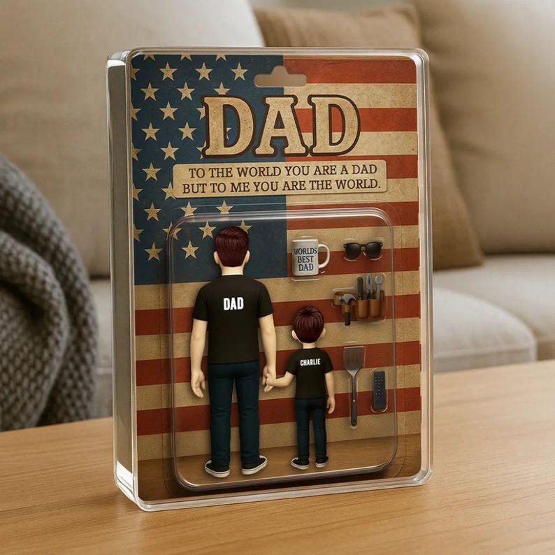 Custom Best Dad Ever American Flag Dad Gift, Personalized Acrylic Block Plaque, Personalized Father's Day Gift for Dad, Gifts for Husband