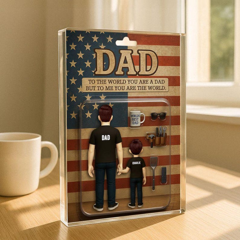 Custom Best Dad Ever American Flag Dad Gift, Personalized Acrylic Block Plaque, Personalized Father's Day Gift for Dad, Gifts for Husband