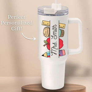 Teacher 40oz Tumbler, Custom Teacher Tumbler with Handle Gift for Teacher Appreciation Gift Teacher Thank You Teacher Travel Mug Teacher Cup