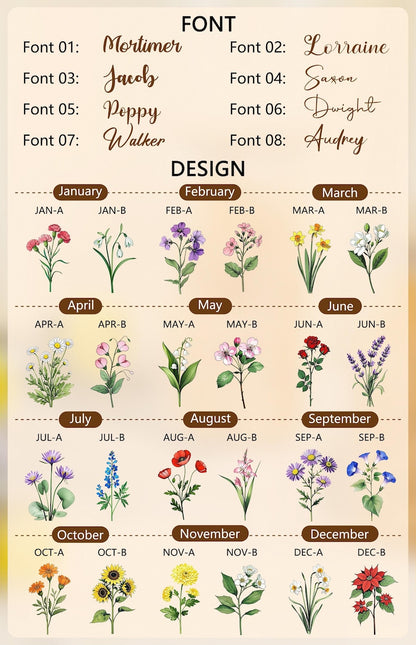 Personalized Birth Flower Tumblers, Names Tumbler Gift for Mother, Custom Birth Flower Gift for Bridesmaid, Glass Coffee Cup, Party Favor