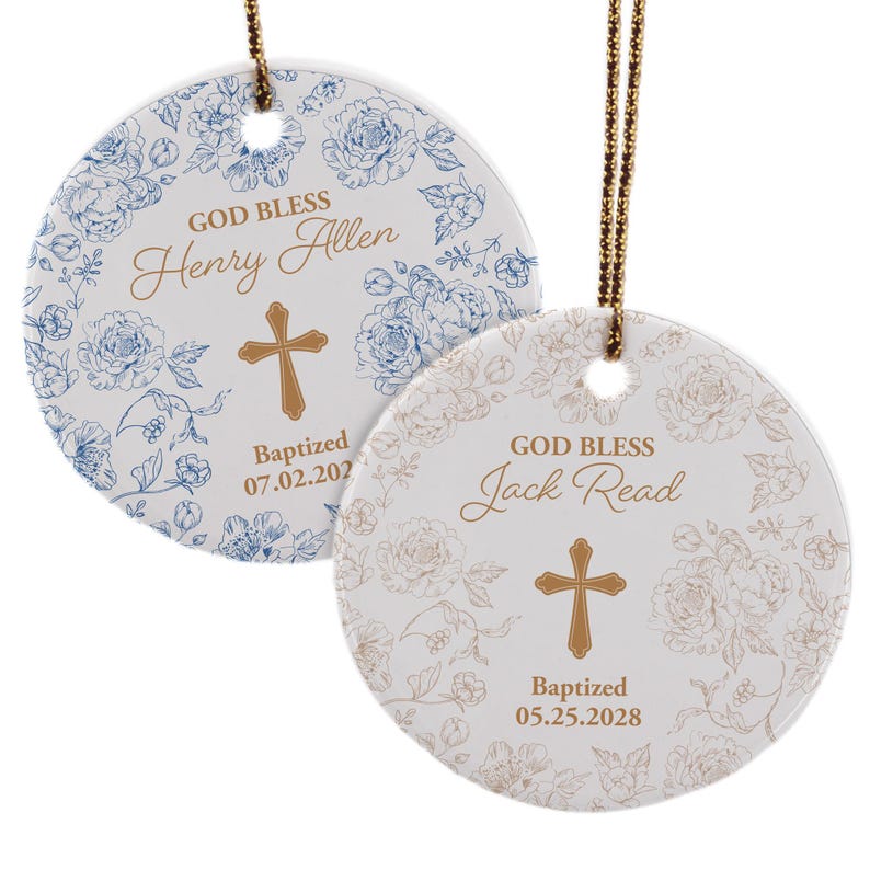 Baptism Ornament, First Communion, Confirmation Ornament, Religious Keepsake Gift, Goddaughter Gift, Godson Gift, Personalized Baptism Gift