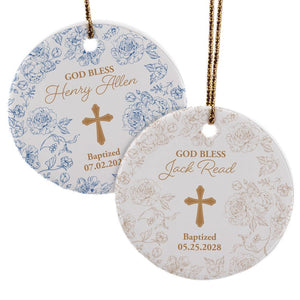 Baptism Ornament, First Communion, Confirmation Ornament, Religious Keepsake Gift, Goddaughter Gift, Godson Gift, Personalized Baptism Gift