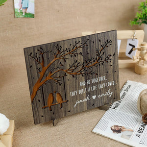 Personalized Love Birds Couple Plaque, Engagement Wedding Anniversary Gift, Custom Long Distance Couple Gift for Parent Grandparent