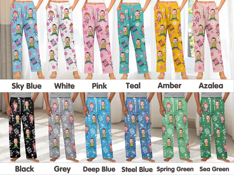 Best DAD Ever Pajamas Pants, Custom Photo pajama pants, Personalized Pajamas with Face, Family couple pajamas, Best Family Gifts for Dad Mom