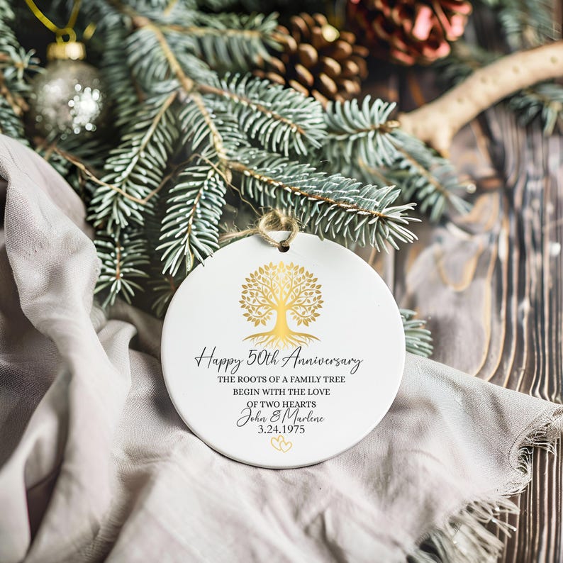 50th Anniversary Ornament, Gold Anniversary Ornament, 50 Years Married Wedding Anniversary Gift, 50th Anniversary Present, Gold Wedding