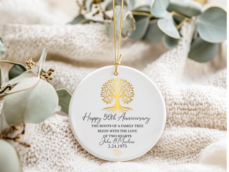 50th Anniversary Ornament, Gold Anniversary Ornament, 50 Years Married Wedding Anniversary Gift, 50th Anniversary Present, Gold Wedding