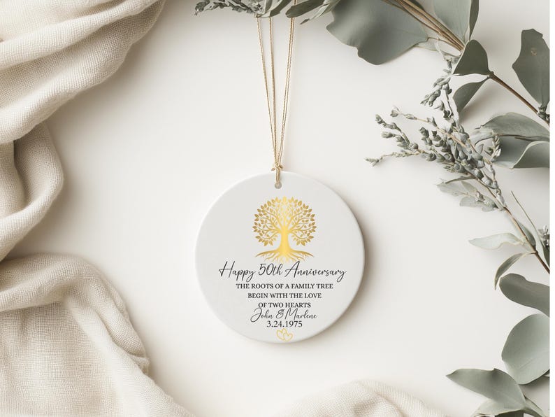 50th Anniversary Ornament, Gold Anniversary Ornament, 50 Years Married Wedding Anniversary Gift, 50th Anniversary Present, Gold Wedding