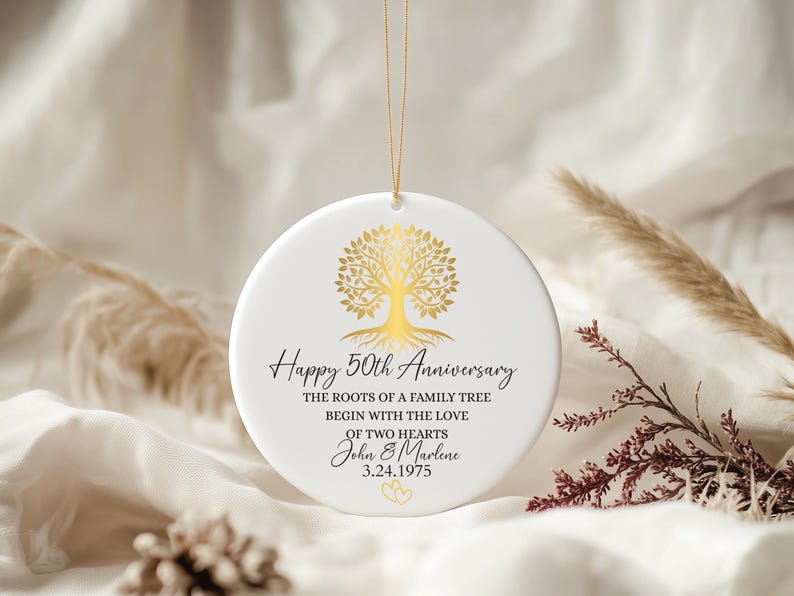 50th Anniversary Ornament, Gold Anniversary Ornament, 50 Years Married Wedding Anniversary Gift, 50th Anniversary Present, Gold Wedding