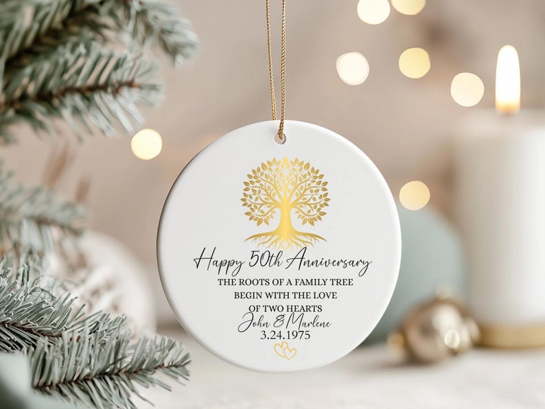 50th Anniversary Ornament, Gold Anniversary Ornament, 50 Years Married Wedding Anniversary Gift, 50th Anniversary Present, Gold Wedding