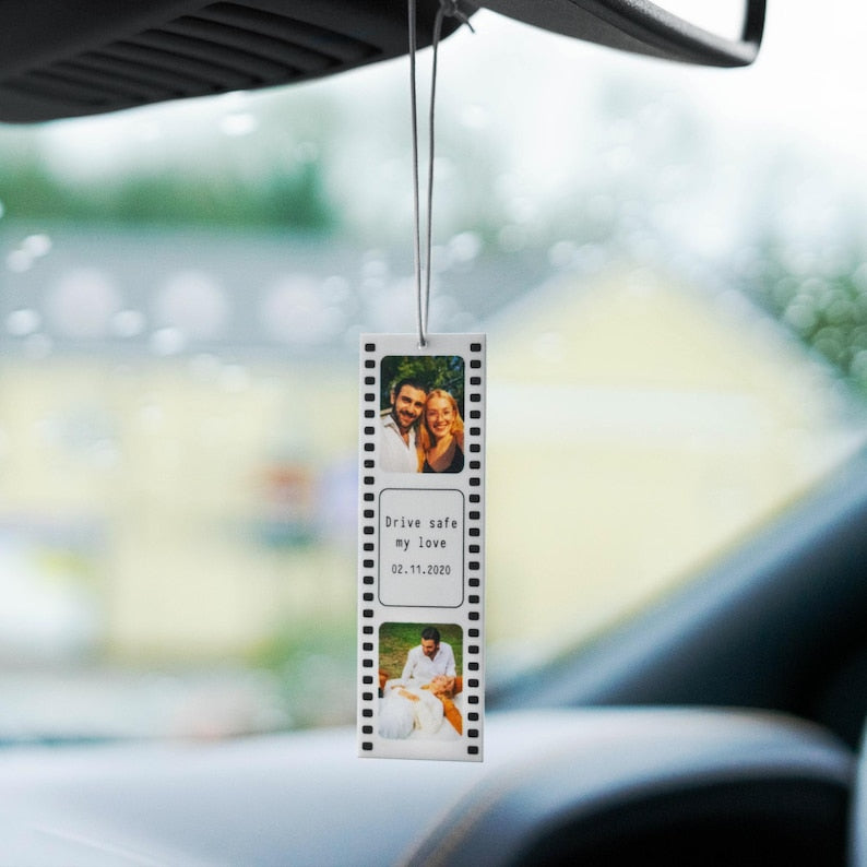Personalised Reels Photo Car Ornament Hanging Car Polaroid Any Image Driving Test Pass Gift Idea First Car Charm Gift Photo Strip