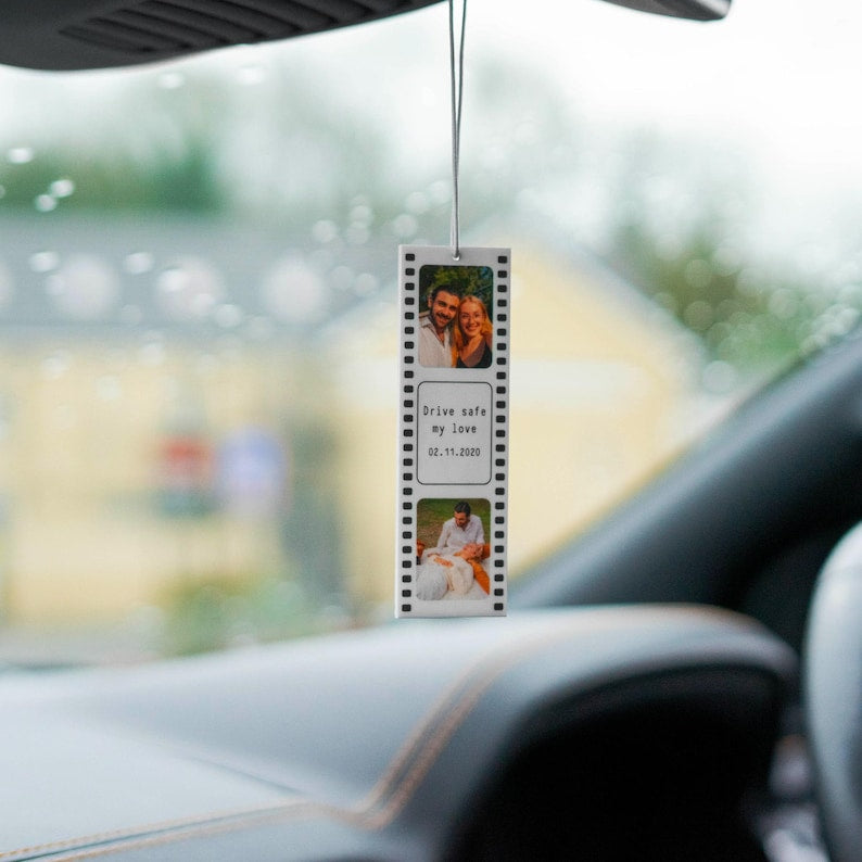 Personalised Reels Photo Car Ornament Hanging Car Polaroid Any Image Driving Test Pass Gift Idea First Car Charm Gift Photo Strip